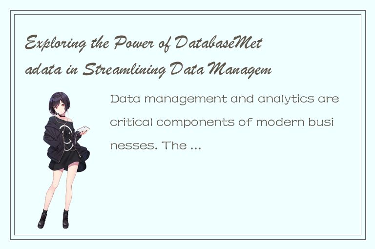 Exploring the Power of DatabaseMetadata in Streamlining Data Management and Anal