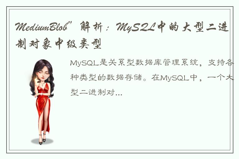 MediumBlob”解析：MySQL中的大型二进制对象中级类型