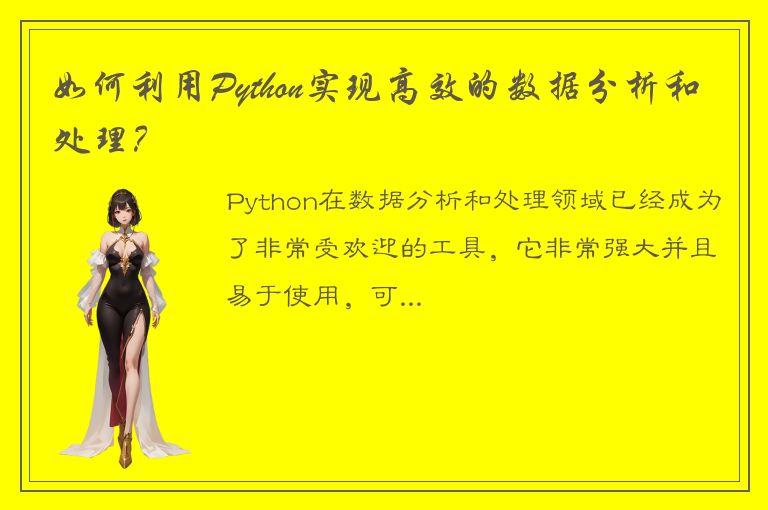 如何利用Python实现高效的数据分析和处理？