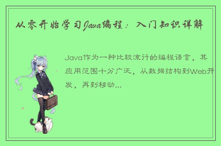 从零开始学习Java编程：入门知识详解