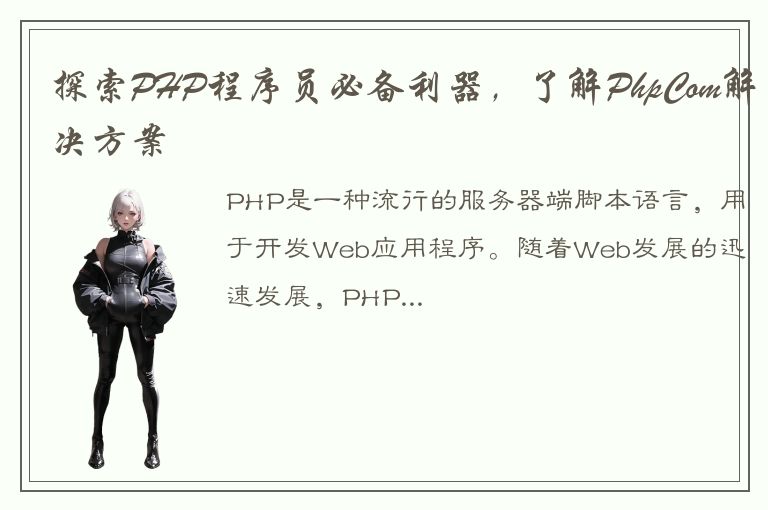 探索PHP程序员必备利器，了解PhpCom解决方案