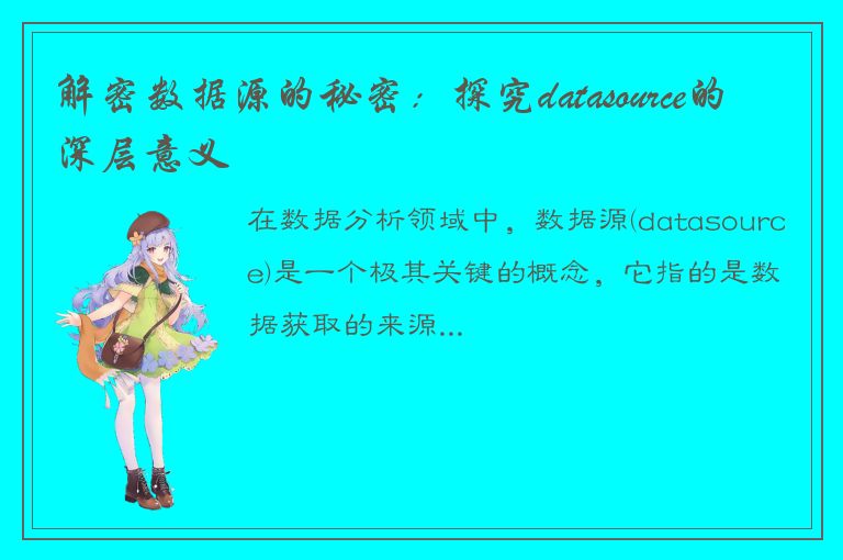 解密数据源的秘密：探究datasource的深层意义