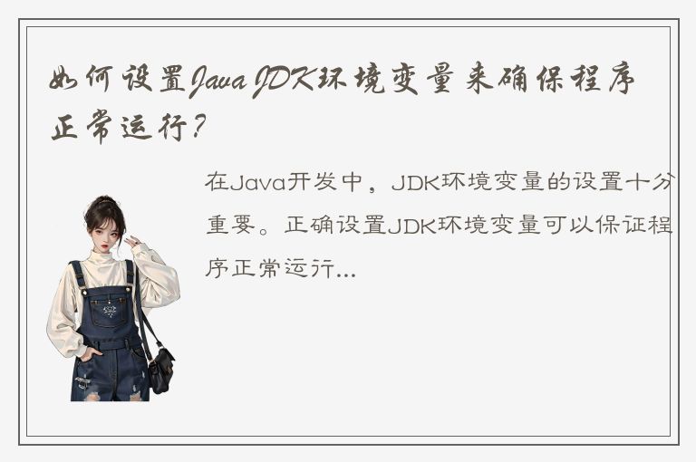 如何设置Java JDK环境变量来确保程序正常运行？