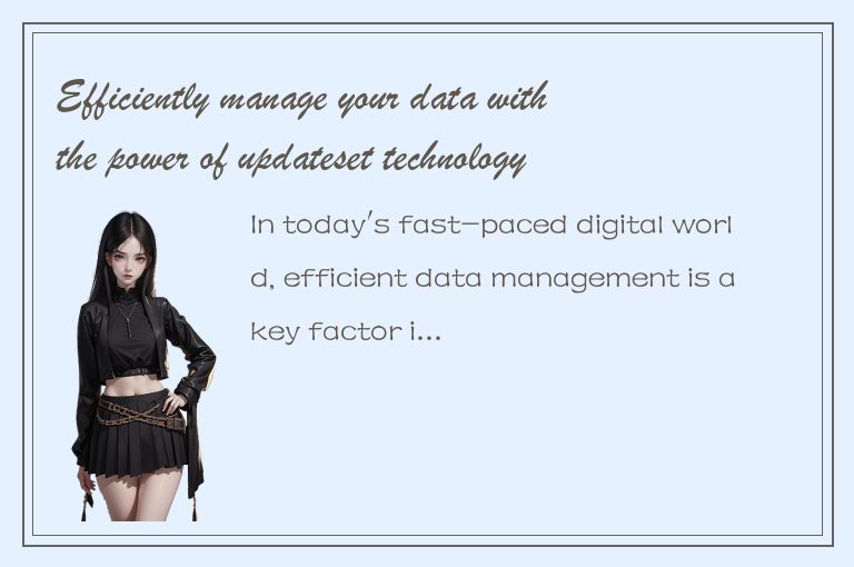 Efficiently manage your data with the power of updateset technology