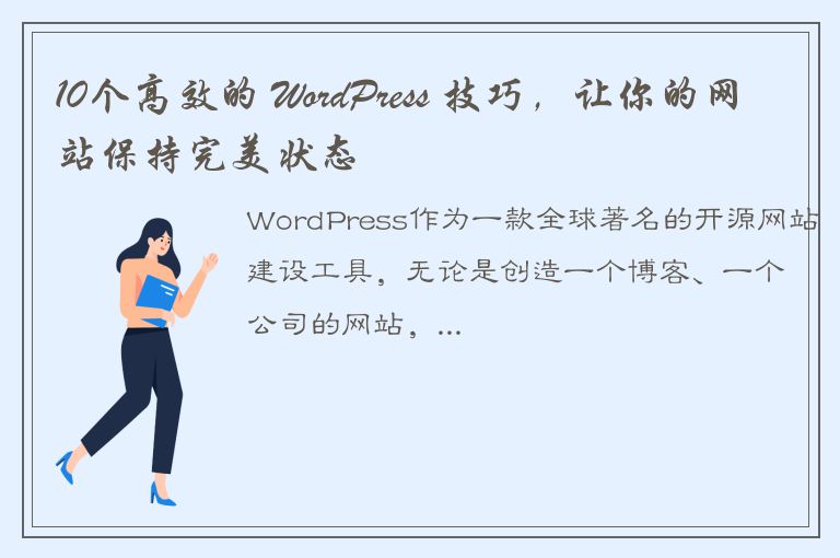 10个高效的 WordPress 技巧，让你的网站保持完美状态