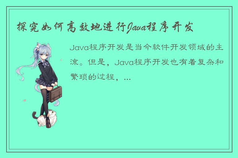 探究如何高效地进行Java程序开发