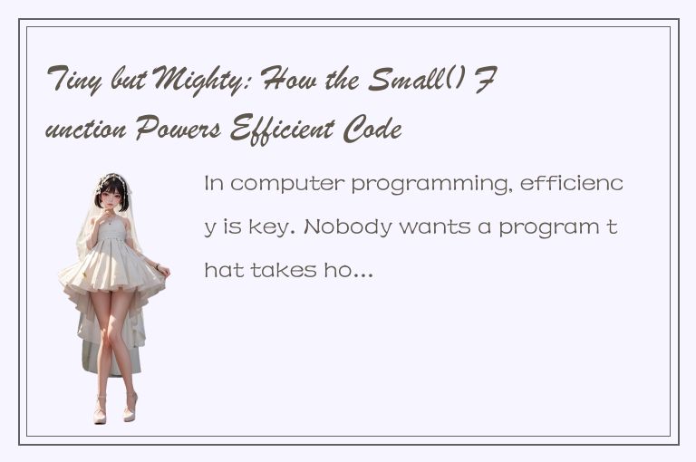 Tiny but Mighty: How the Small() Function Powers Efficient Code