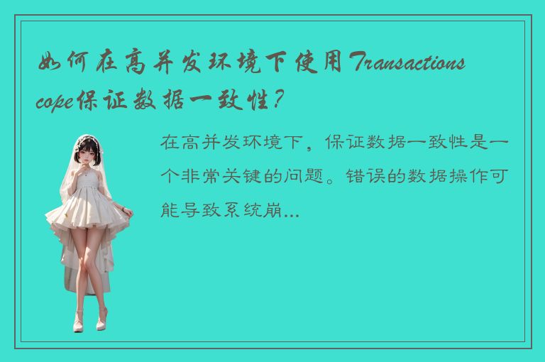 如何在高并发环境下使用Transactionscope保证数据一致性？