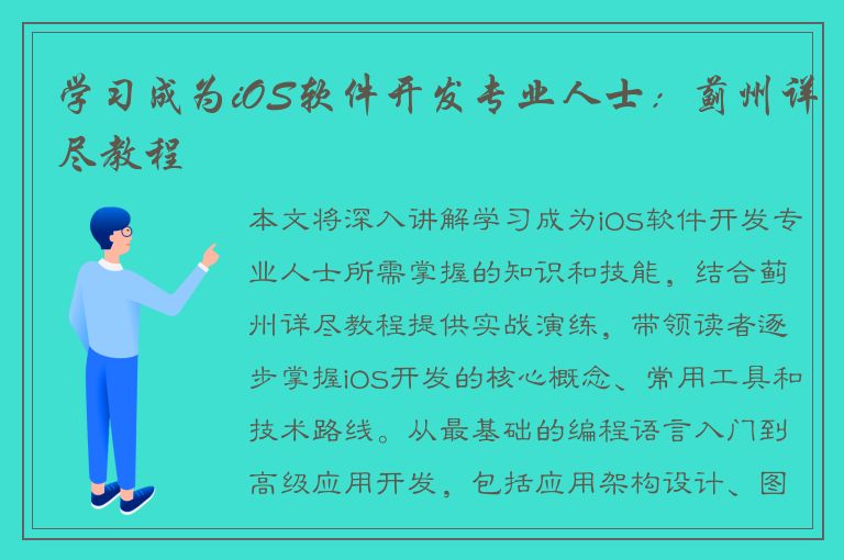 学习成为iOS软件开发专业人士：蓟州详尽教程