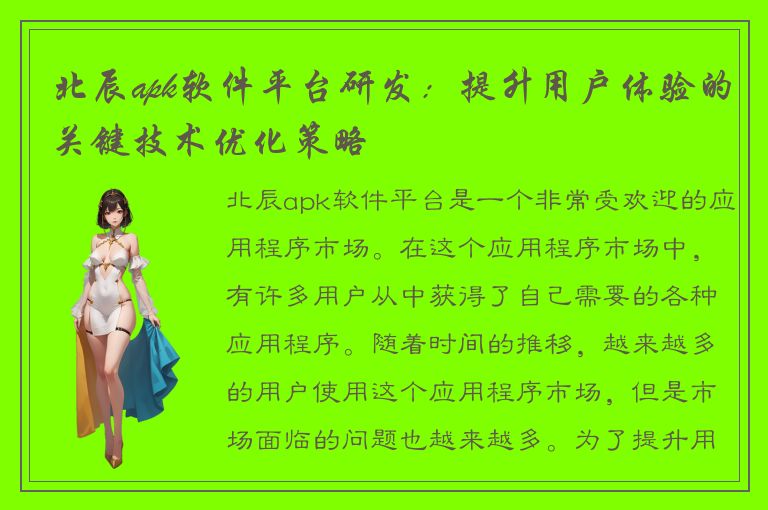 北辰apk软件平台研发：提升用户体验的关键技术优化策略