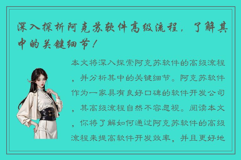 深入探析阿克苏软件高级流程，了解其中的关键细节！