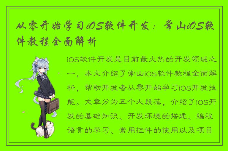 从零开始学习iOS软件开发：常山iOS软件教程全面解析