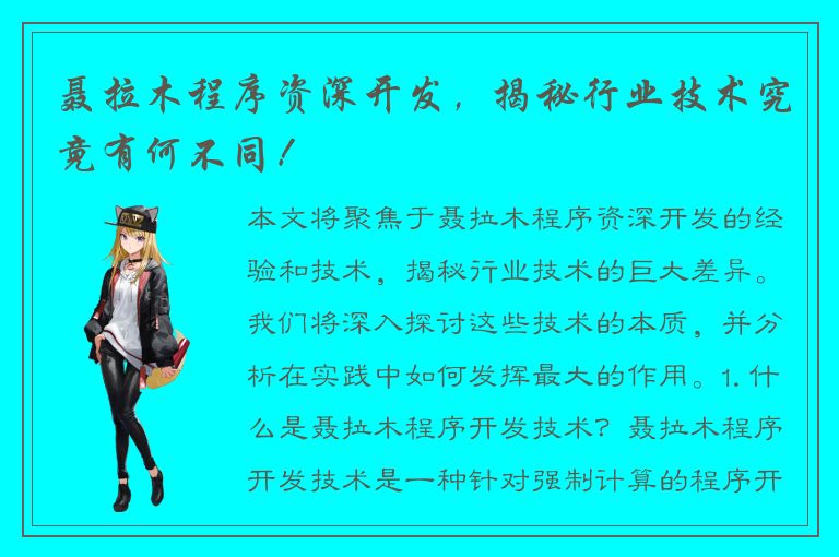 聂拉木程序资深开发，揭秘行业技术究竟有何不同！