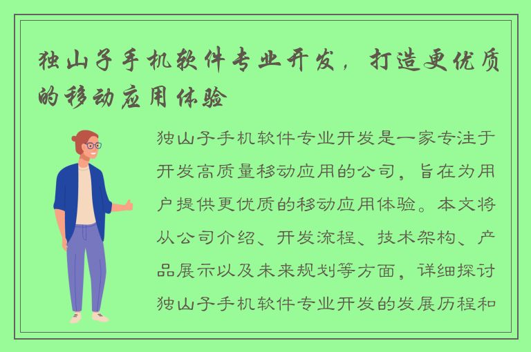 独山子手机软件专业开发，打造更优质的移动应用体验