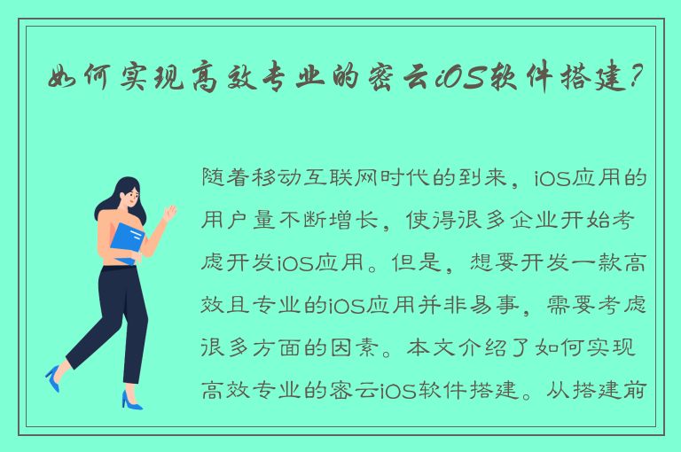 如何实现高效专业的密云iOS软件搭建？