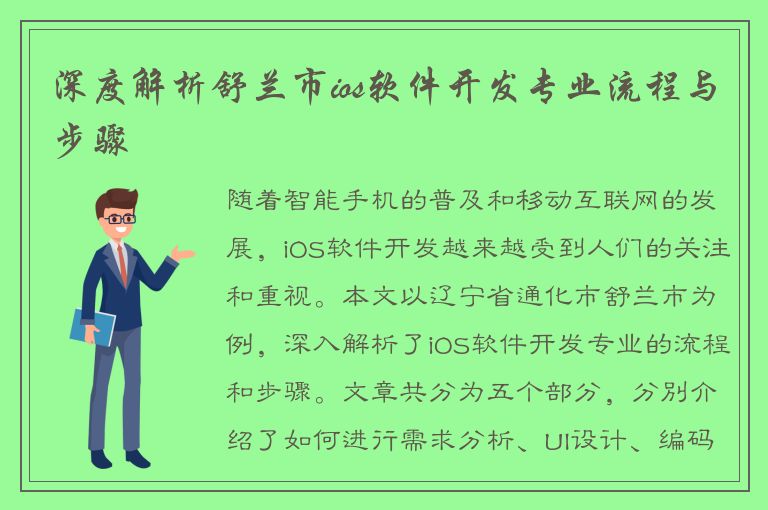 深度解析舒兰市ios软件开发专业流程与步骤