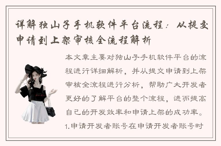 详解独山子手机软件平台流程：从提交申请到上架审核全流程解析