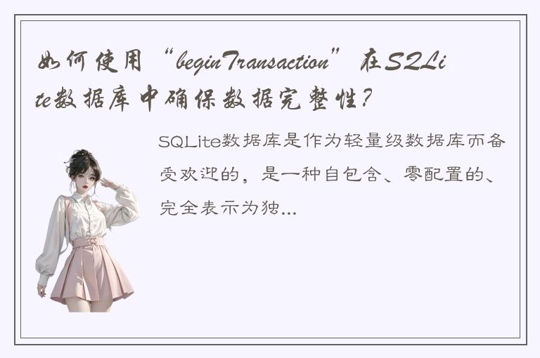 如何使用“beginTransaction”在SQLite数据库中确保数据完整性？