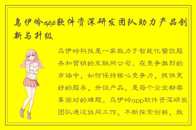 乌伊岭app软件资深研发团队助力产品创新与升级