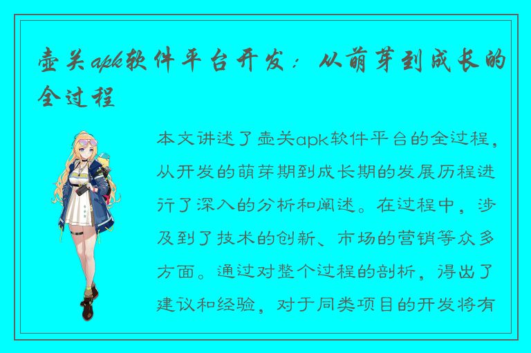 壶关apk软件平台开发：从萌芽到成长的全过程