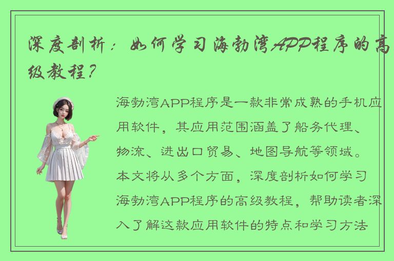 深度剖析：如何学习海勃湾APP程序的高级教程？