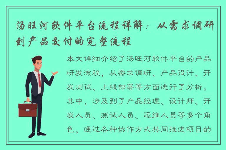 汤旺河软件平台流程详解：从需求调研到产品交付的完整流程