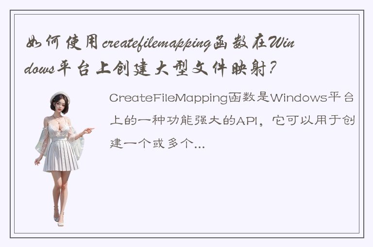 如何使用createfilemapping函数在Windows平台上创建大型文件映射？