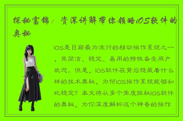 探秘富锦：资深讲解带你领略iOS软件的奥秘