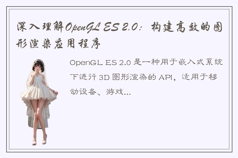 深入理解OpenGL ES 2.0：构建高效的图形渲染应用程序