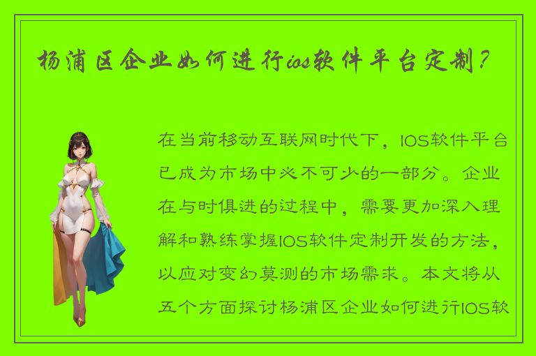 杨浦区企业如何进行ios软件平台定制？