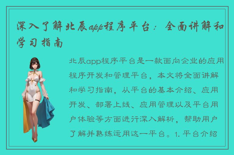 深入了解北辰app程序平台：全面讲解和学习指南