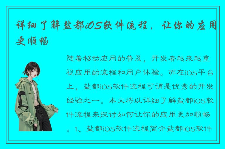 详细了解盐都iOS软件流程，让你的应用更顺畅