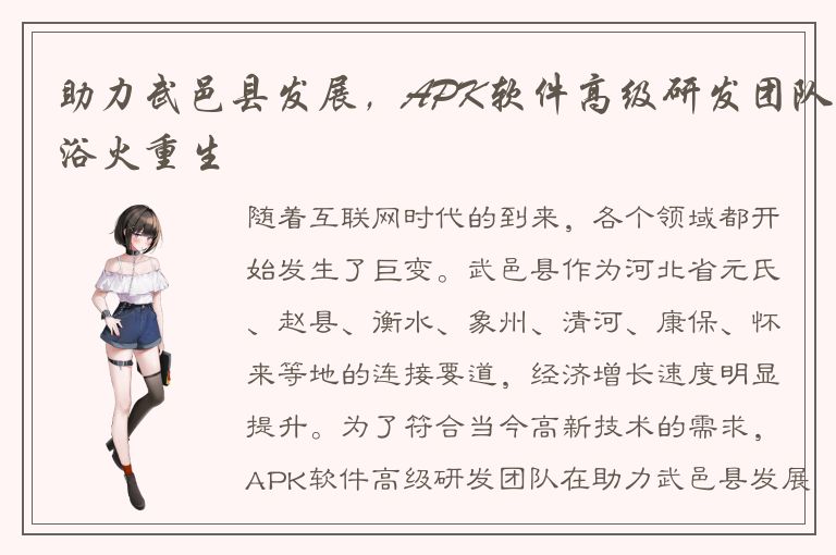 助力武邑县发展，APK软件高级研发团队浴火重生