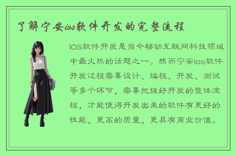 了解宁安ios软件开发的完整流程