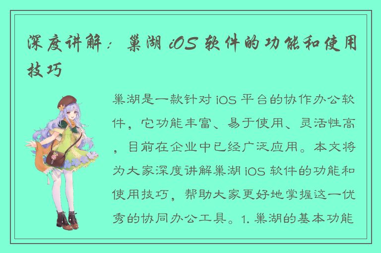 深度讲解：巢湖 iOS 软件的功能和使用技巧