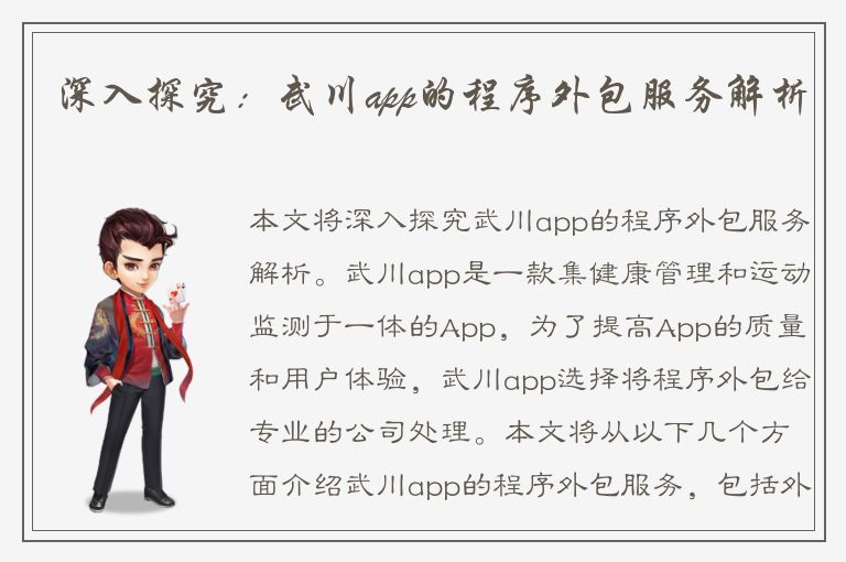 深入探究：武川app的程序外包服务解析