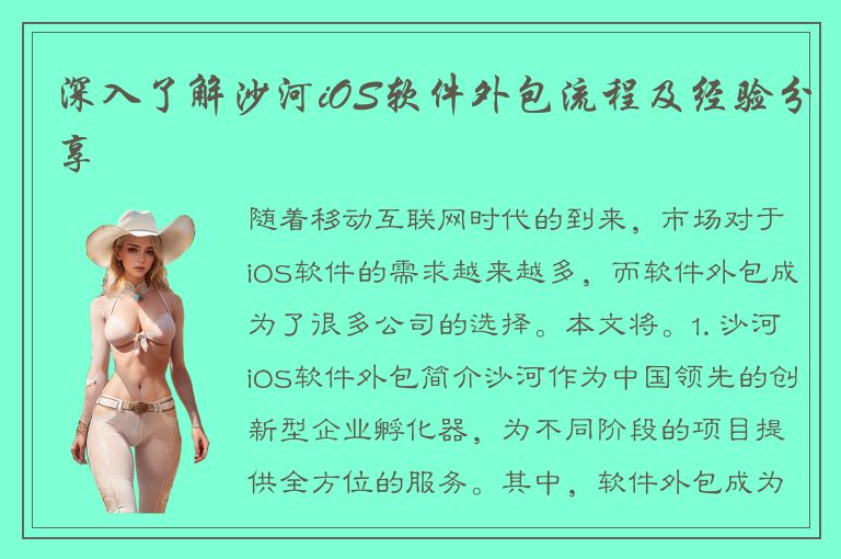 深入了解沙河iOS软件外包流程及经验分享