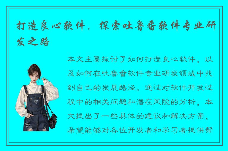 打造良心软件，探索吐鲁番软件专业研发之路