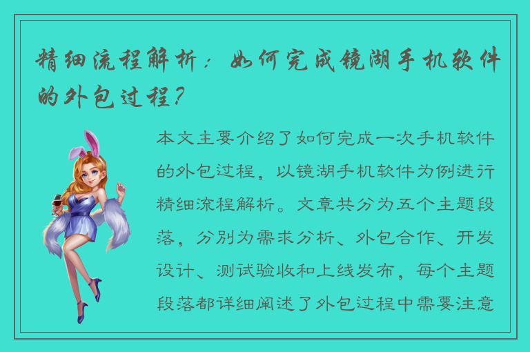 精细流程解析：如何完成镜湖手机软件的外包过程？