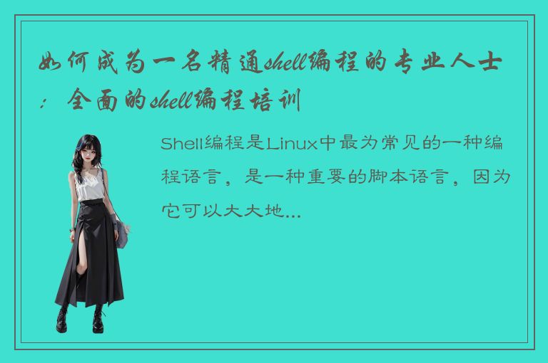 如何成为一名精通shell编程的专业人士：全面的shell编程培训