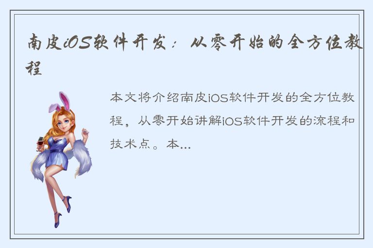 南皮iOS软件开发：从零开始的全方位教程