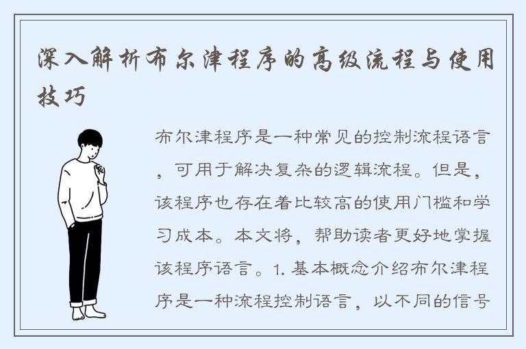 深入解析布尔津程序的高级流程与使用技巧