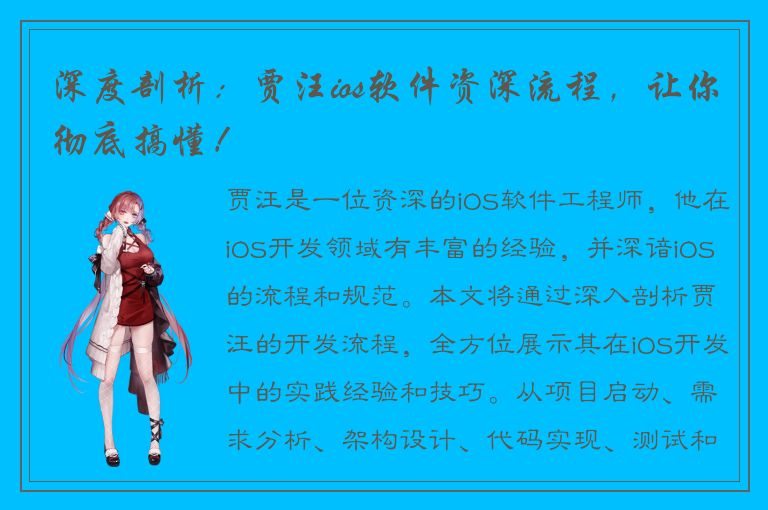 深度剖析：贾汪ios软件资深流程，让你彻底搞懂！