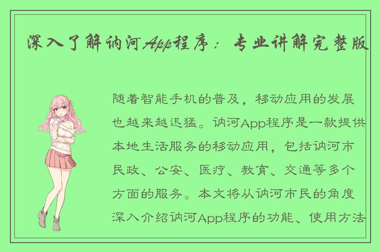 深入了解讷河App程序：专业讲解完整版