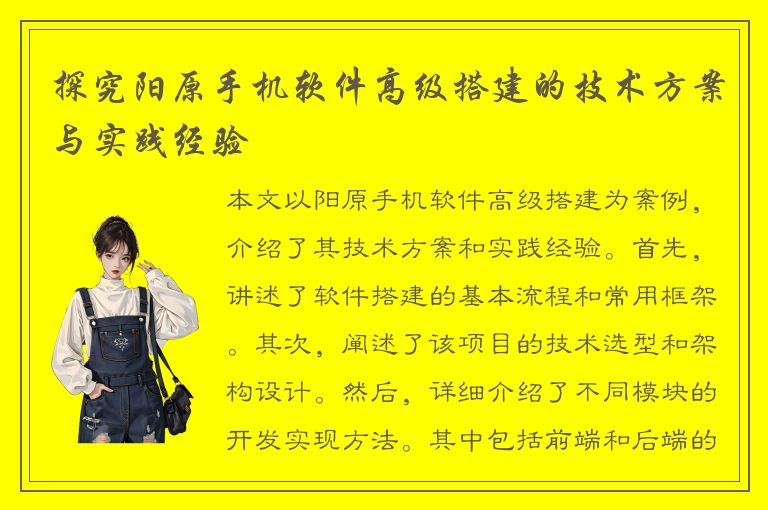 探究阳原手机软件高级搭建的技术方案与实践经验