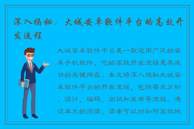 深入揭秘：大城安卓软件平台的高效开发流程