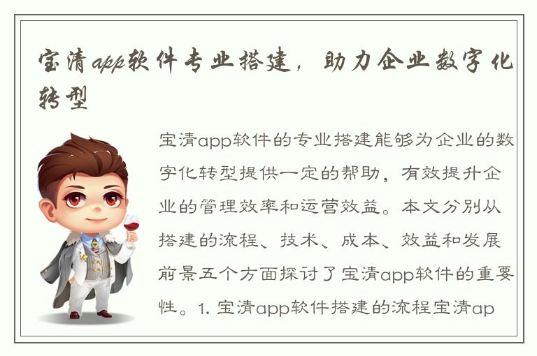 宝清app软件专业搭建，助力企业数字化转型