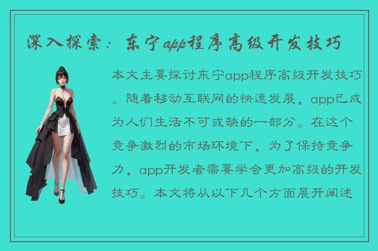 深入探索：东宁app程序高级开发技巧