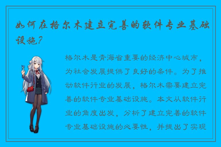 如何在格尔木建立完善的软件专业基础设施？