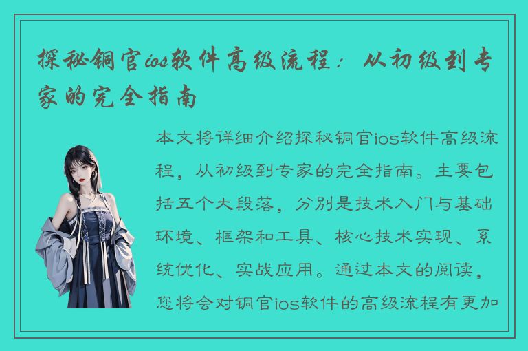 探秘铜官ios软件高级流程：从初级到专家的完全指南